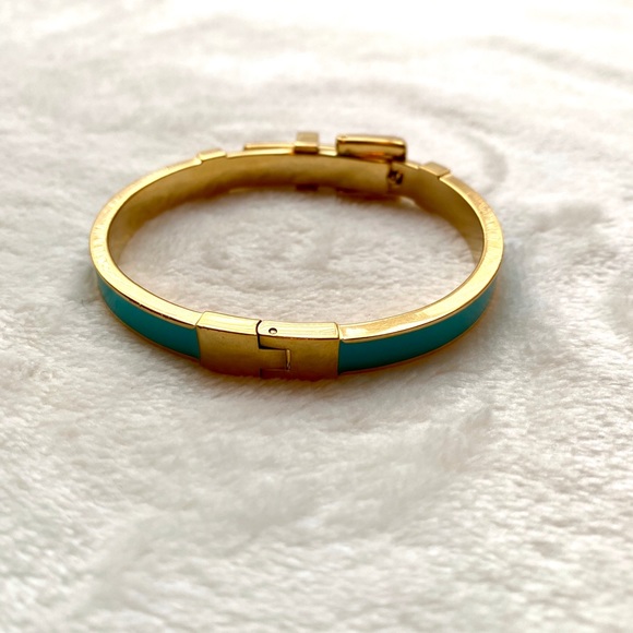 Michael Kors Gold Buckle Bracelet with Teal Enamel - Picture 4 of 8
